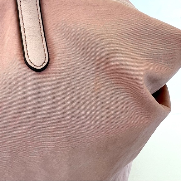 REBECCA MINKOFF Blush Pink Washed Nylon Leather Handles Large Shoulder Bag Tote - Picture 12 of 15